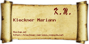 Kleckner Mariann névjegykártya